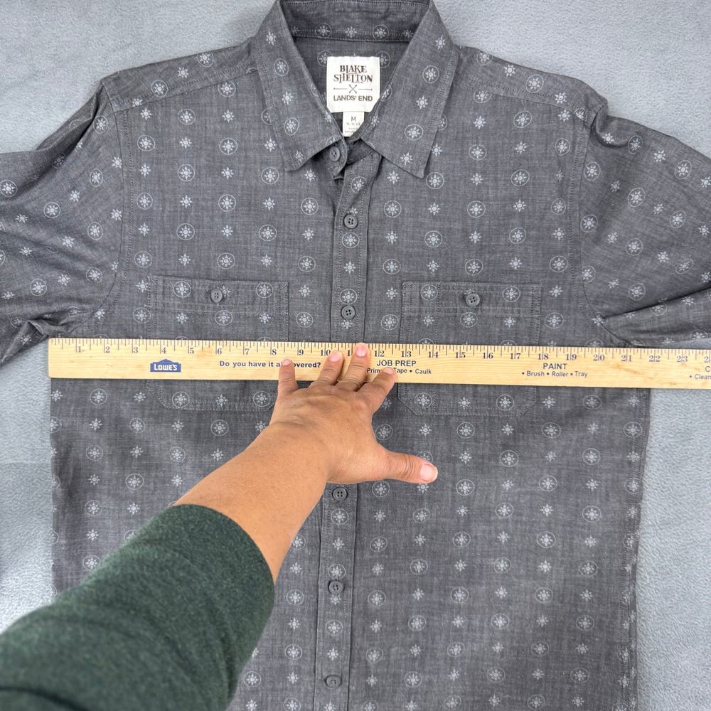 Blake Shelton x Lands End Mens Gray Geometric Pattern Long Sleeve Button Down M - Picture 4 of 9